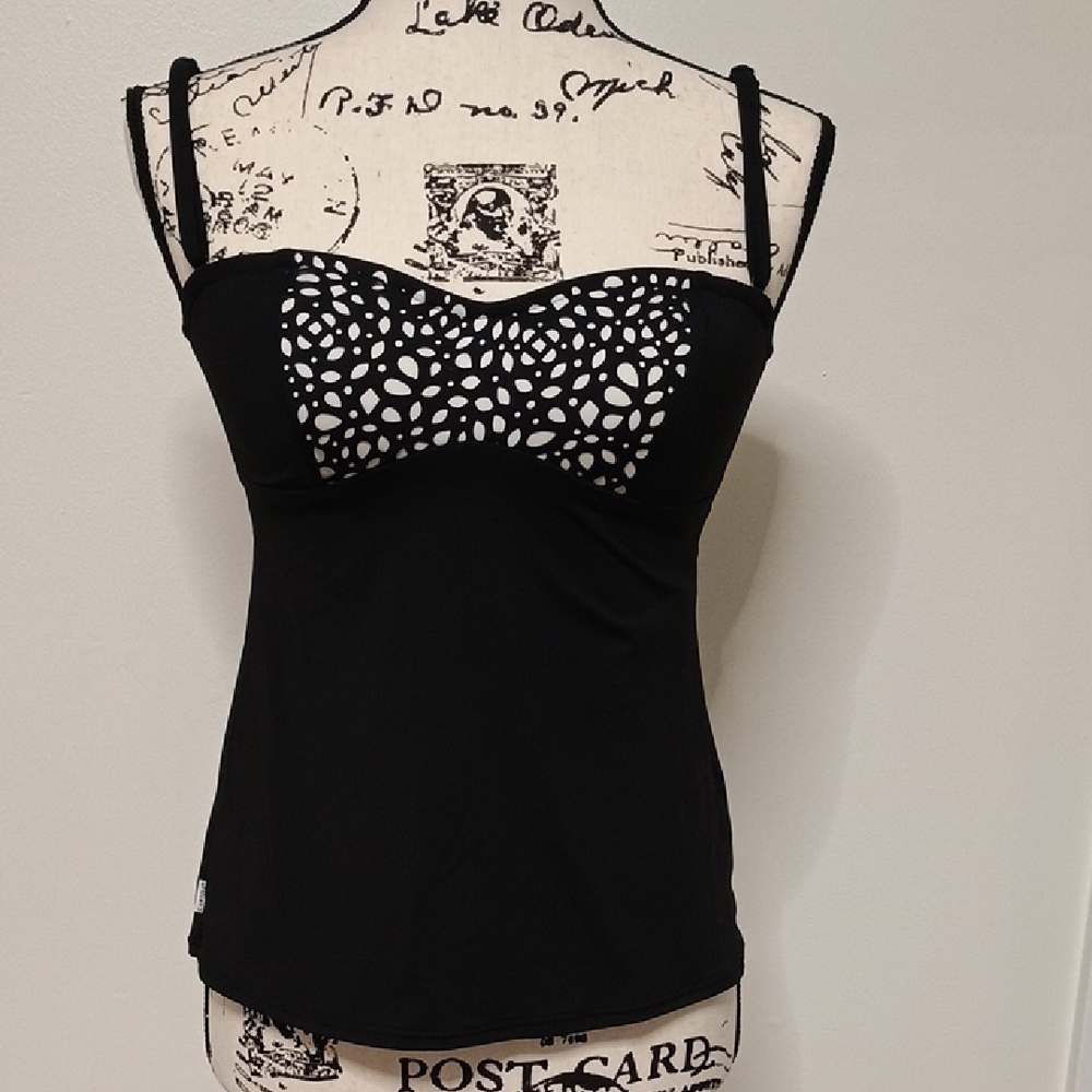 Black and WhiteTankini Swim Top